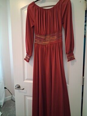 Vintage 1970s Alison Ayres Prairie Boho Romantic Smocked Dress